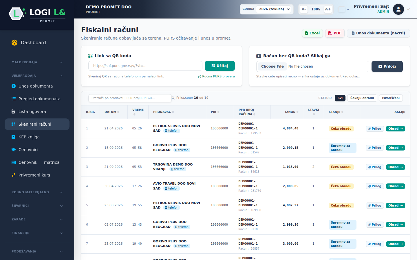 Skeniraj fiskalni račun — dobij trošak — ekran 1