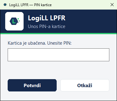 Prozor za unos PIN-a