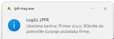 Obaveštenje: ubačena kartica